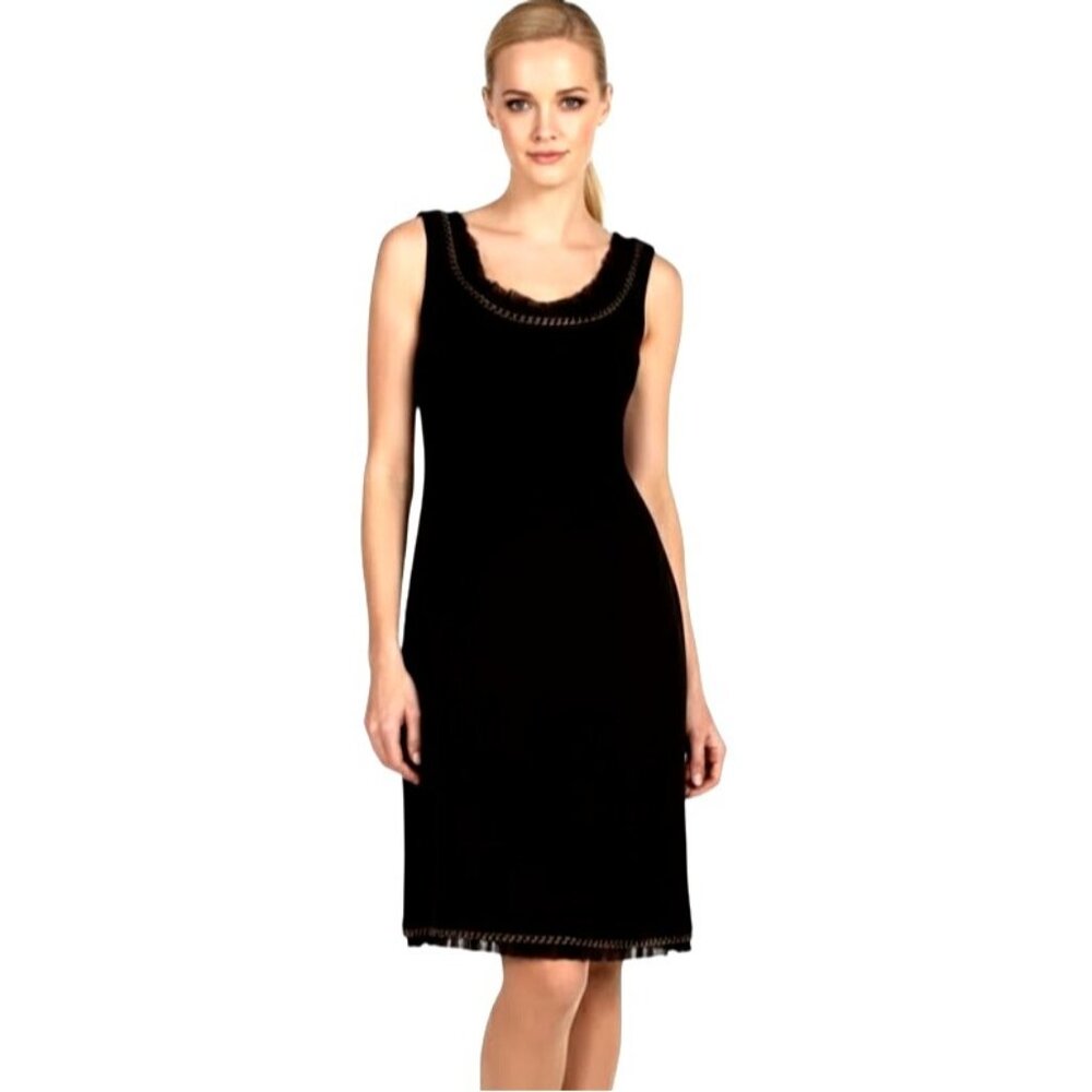 Kate Spade Evia Black Wool Bouclé Chain Ruffle Dress 2 Elegant Old Money Luxury